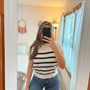 moon & madison Black and White Striped Sweater